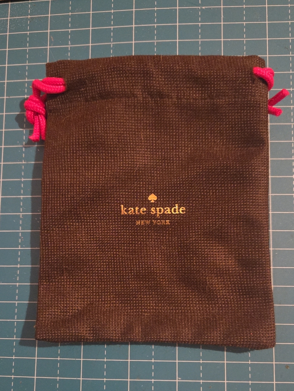 kate spade Brown Drawstring Pouch with Pink Ties